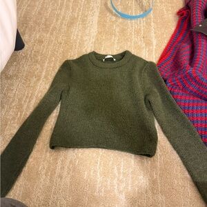Zara Dark Green Crew Neck Sweater